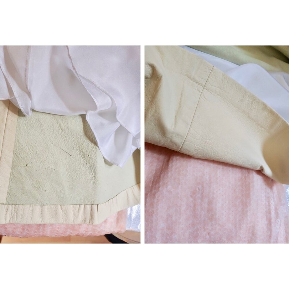 Sally LaPointe Lambskin Mini Skirt in Eggshell-Powder - Small - NWOT - Picture 5 of 5